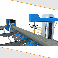 Робот для поперечной резки труб с рольгангом